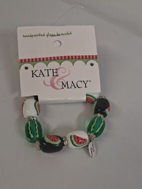 NWT Womens Kate & Macy Watermelon Beaded Stretch Bracelet